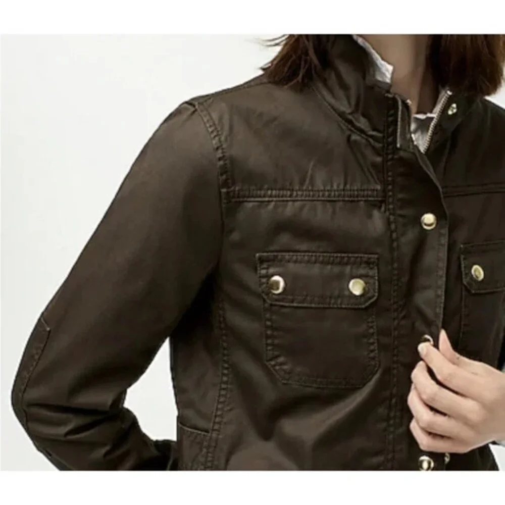 J Crew Downtown Field Jacket Size Small Mossy Brown Green Military